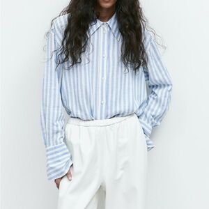 H&M oversized linen blend shirt